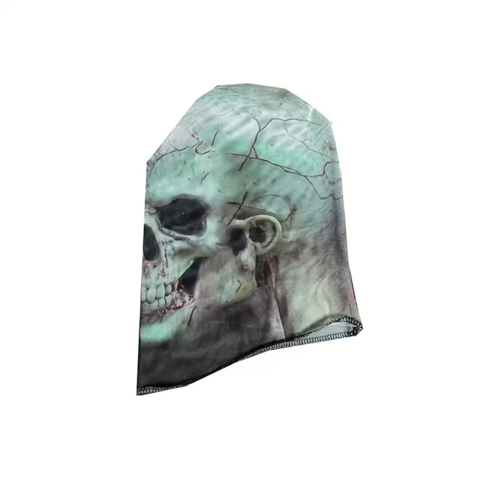3D Realistic Skull Mask with Elastic Breathable Mesh Headband Comfortable Halloween Costume Accessory Horror Theme for Cosplayer