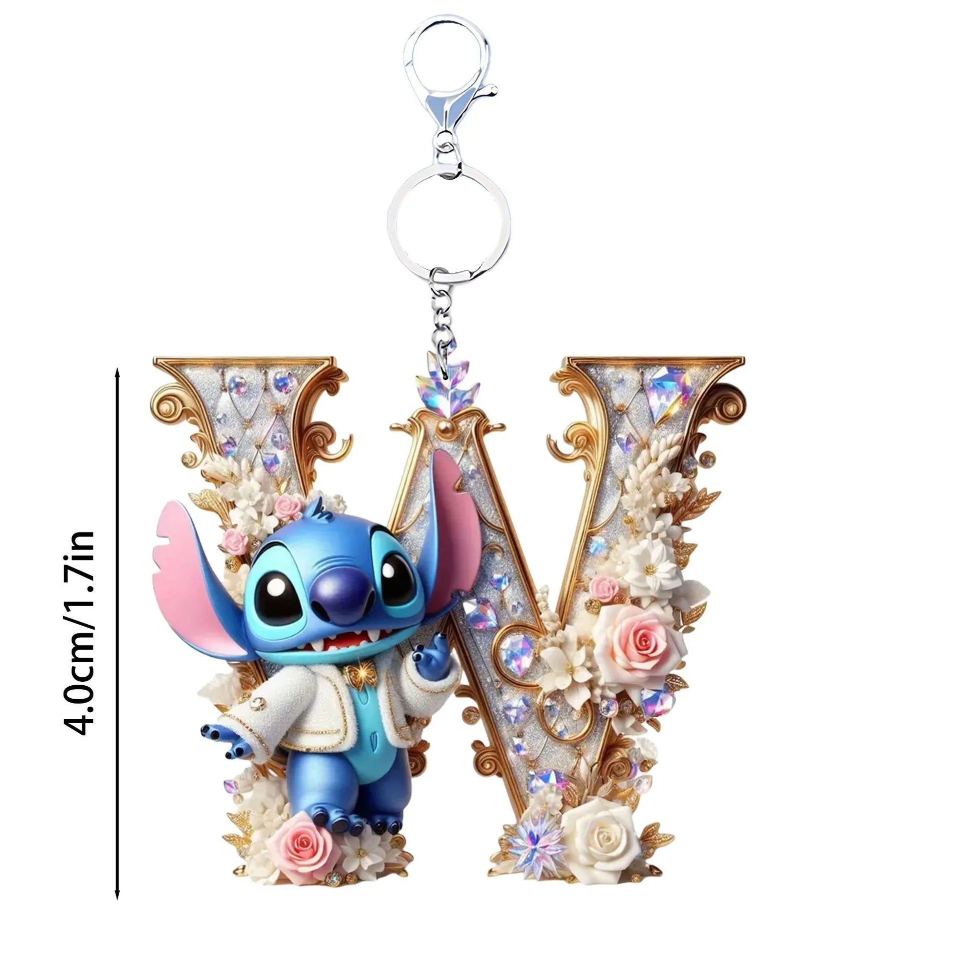 Acrylic flat 2D Stitch 26 English letters Pendant Keychain Rearview Mirror Pendant Birthday Cake Ornament Gift Animation