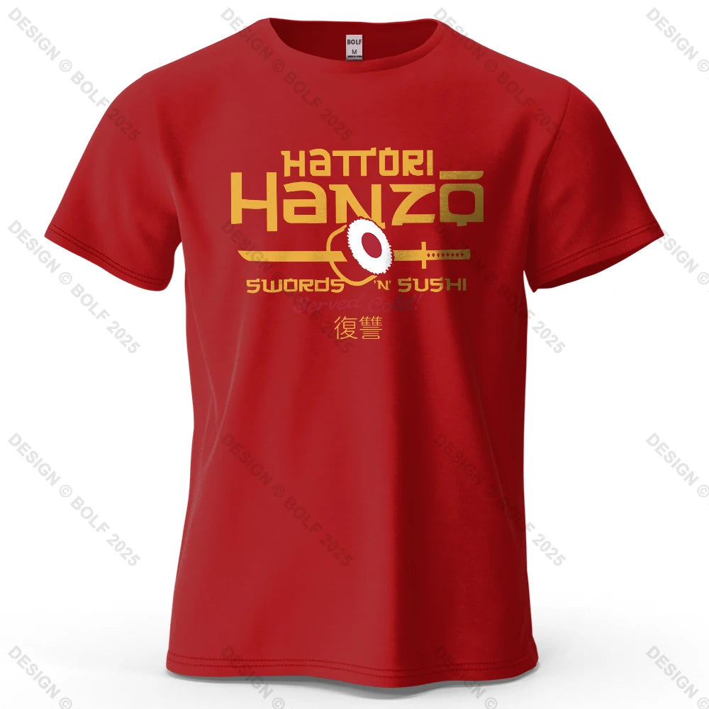 Hattori Hanzo Printed Men's T-Shirt 100% Cotton Oversized Anime Fashion Graphic Tees for Women Tops Streetwear Cultural Apparel