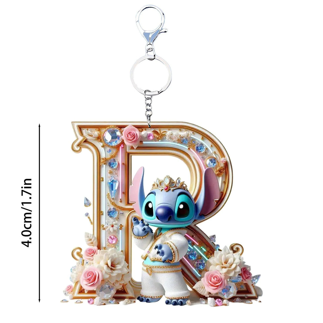 Acrylic flat 2D Stitch 26 English letters Pendant Keychain Rearview Mirror Pendant Birthday Cake Ornament Gift Animation