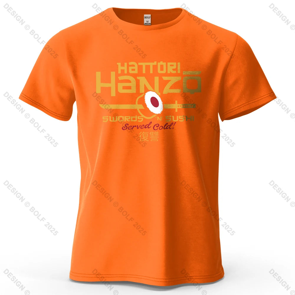 Hattori Hanzo Printed Men's T-Shirt 100% Cotton Oversized Anime Fashion Graphic Tees for Women Tops Streetwear Cultural Apparel