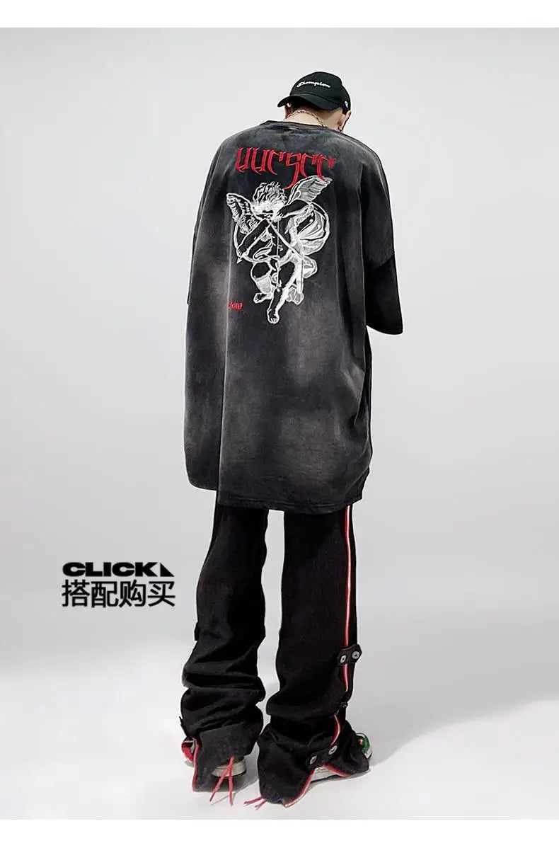 Men’s Acid Anime Graphic Oversized T-Shirt