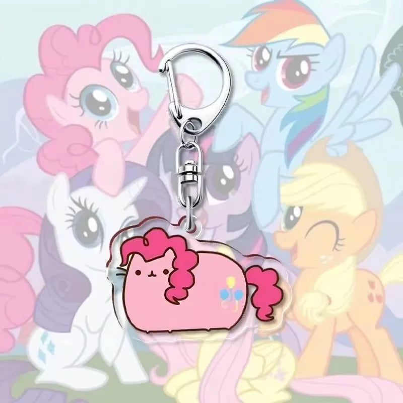 1pcs My Little Pony Keychain acrylic Pendant Anime Keyring Cartoon Decorative Pendants