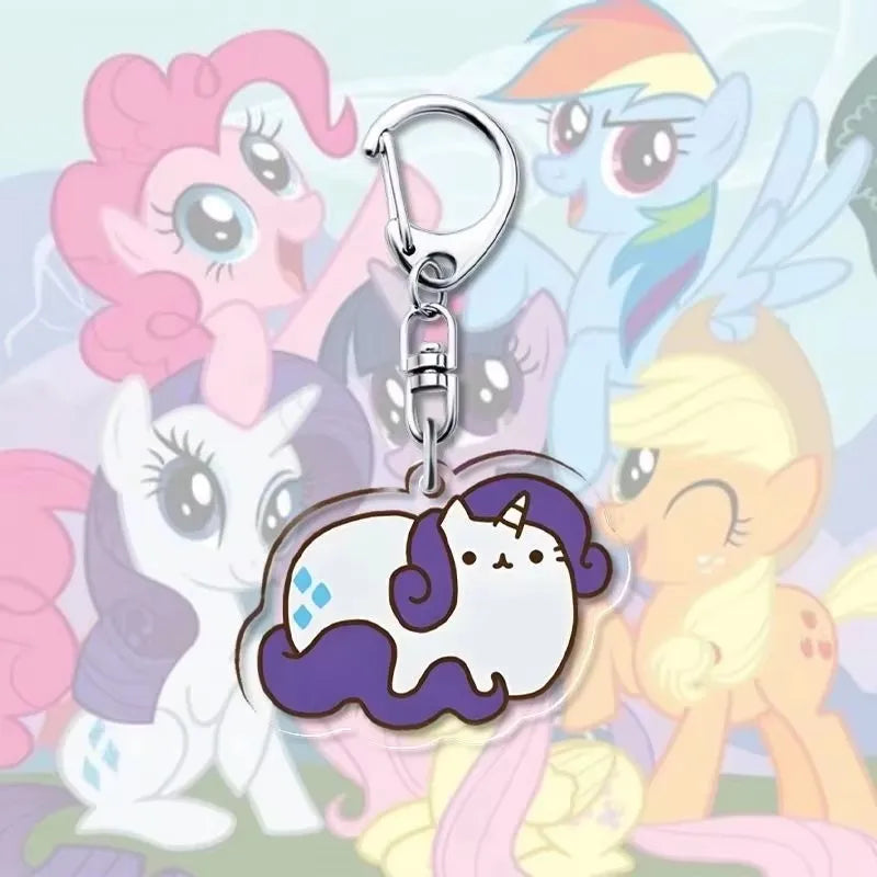 1pcs My Little Pony Keychain acrylic Pendant Anime Keyring Cartoon Decorative Pendants