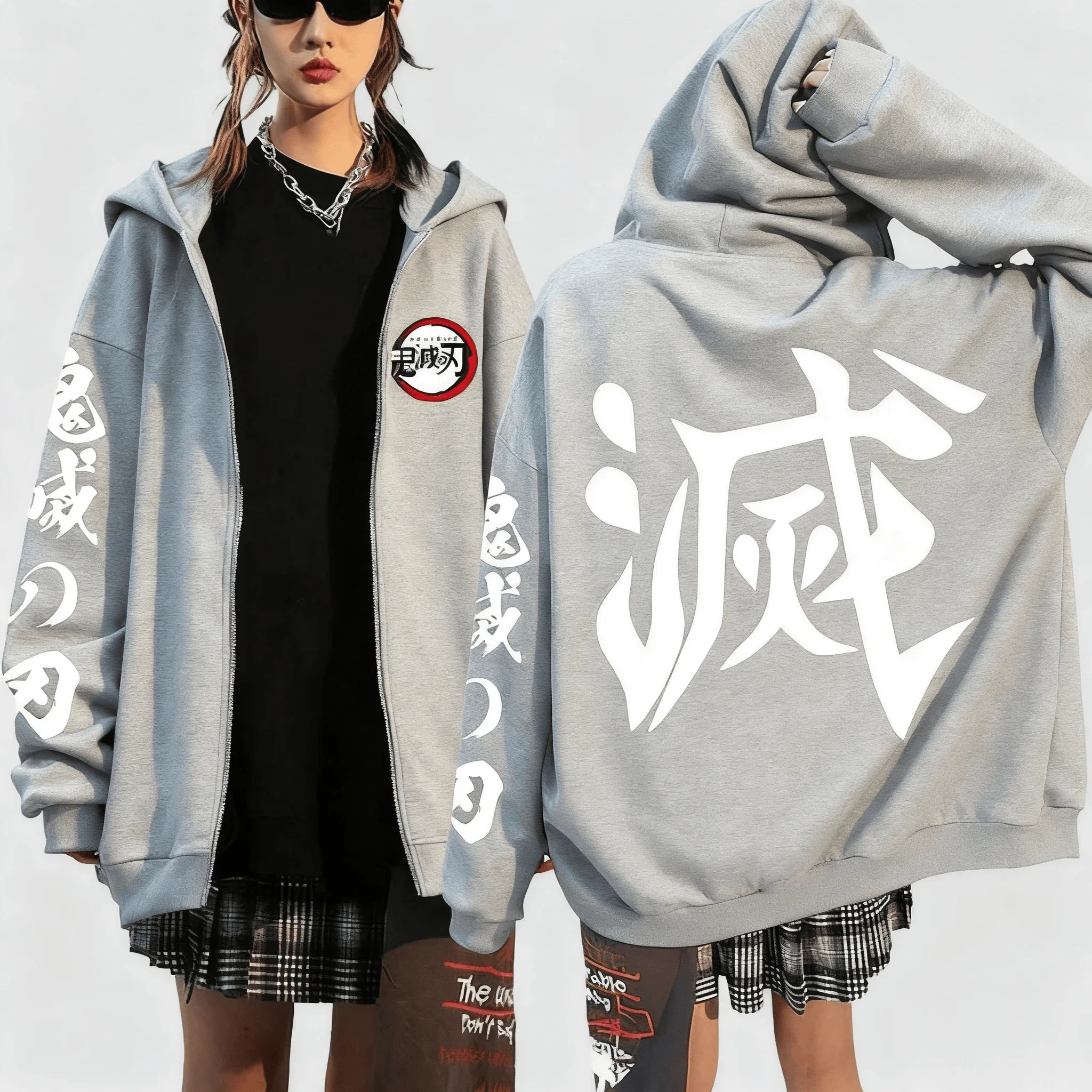 Demon Slayer Anime Zipper Hoodie Y2K Clothing Printed Pattern Anime Hoodie