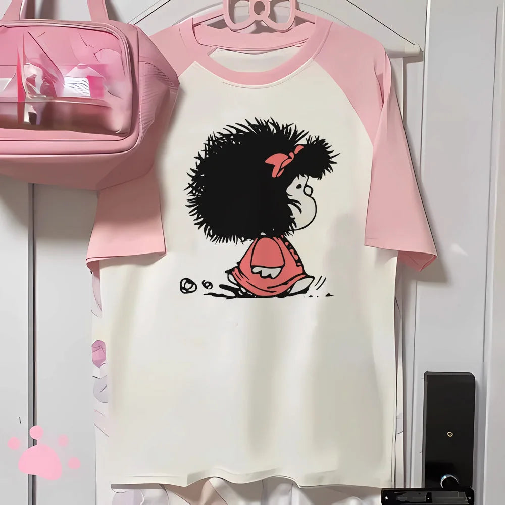 Mafalda tshirt women youthful stretchy anime top female anime clothes