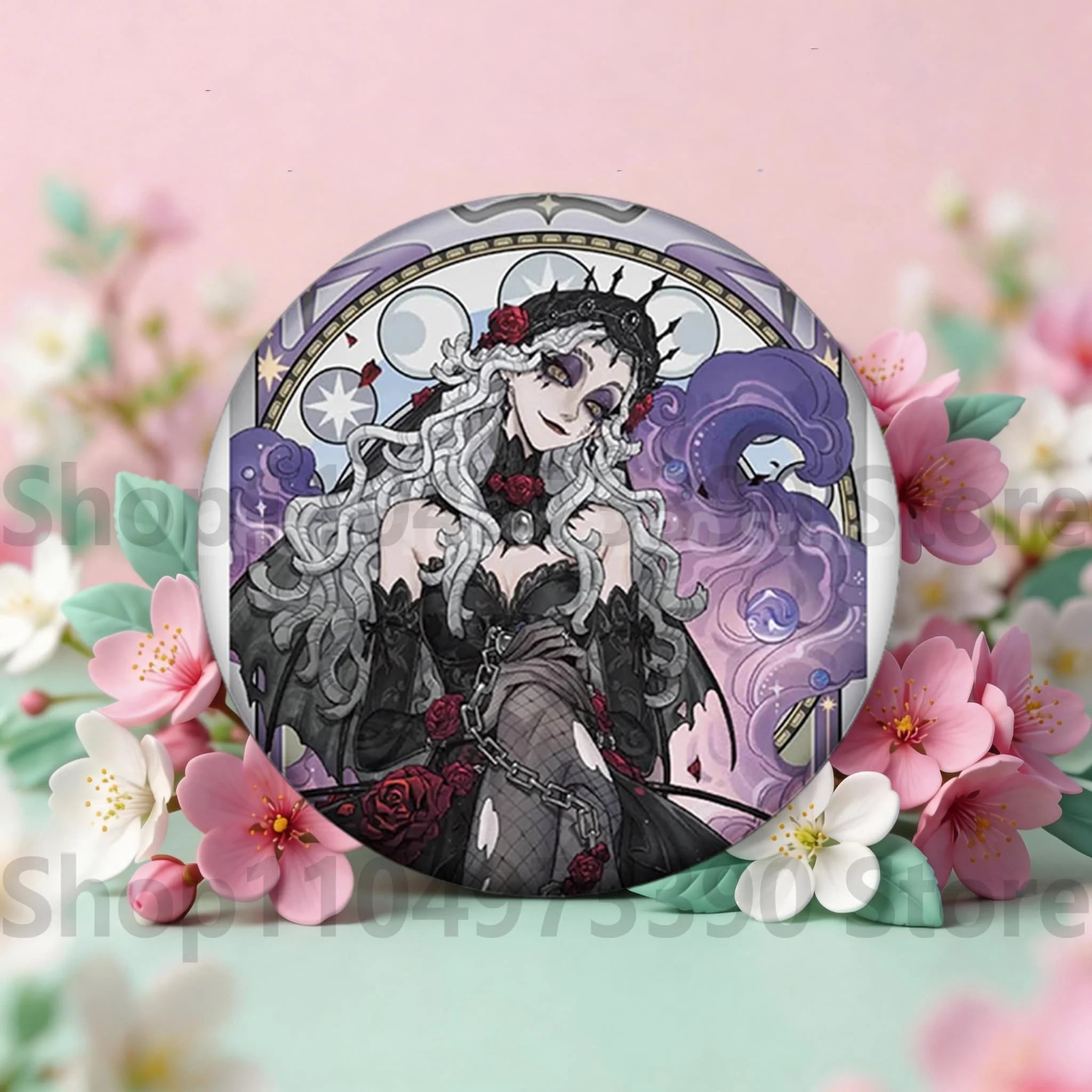 Anime Game Identity V Badge Michiko Hastur Fiona Gilman Joseph Desaulniers Round Button Pins for Schoolbag Cosplay Brooch Gift