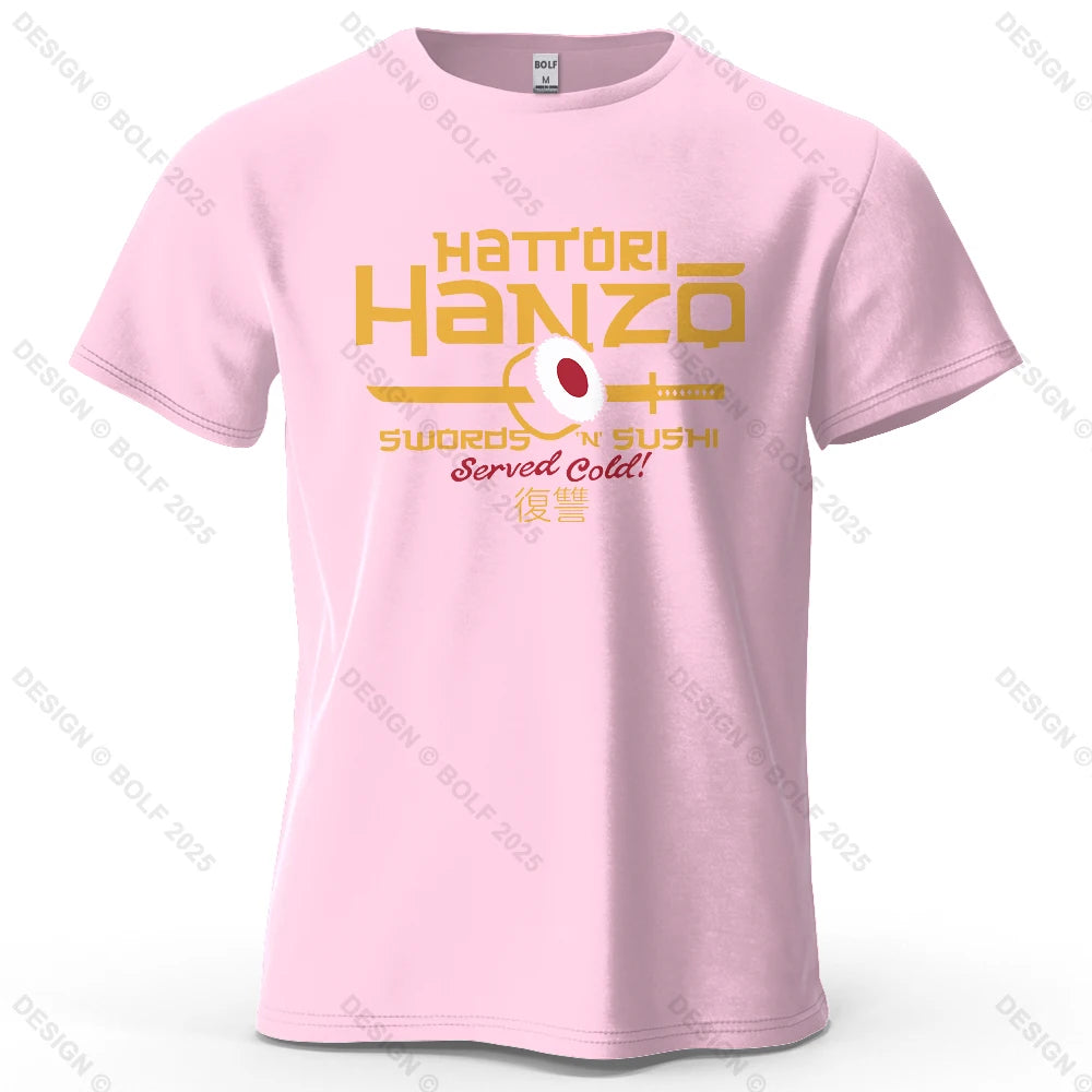 Hattori Hanzo Printed Men's T-Shirt 100% Cotton Oversized Anime Fashion Graphic Tees for Women Tops Streetwear Cultural Apparel