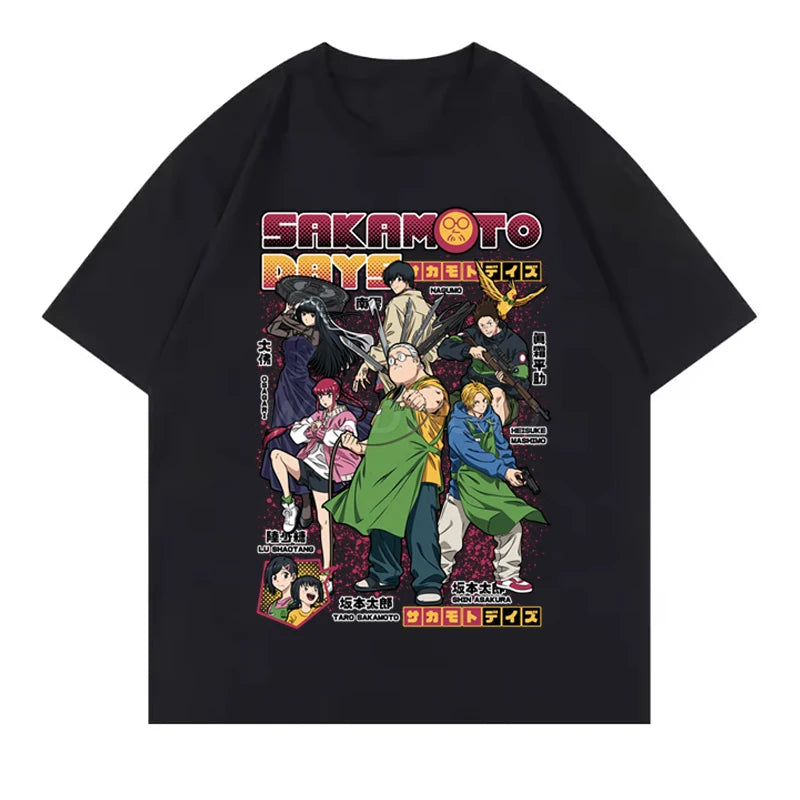 2025 New Design Anime T-shirts Sakamoto Days Short Sleeve Retro Tops Tees Streetwear Men Clothing Sakamoto Days Summer T-shirt