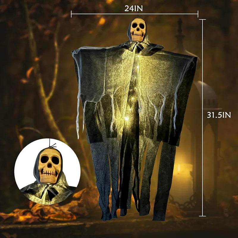 1pcs Halloween Glowing Skull Skeleton Gauze Hanging Ghost Home Outdoor Garden Decoration Halloween Party Horror Ghost Props 2026