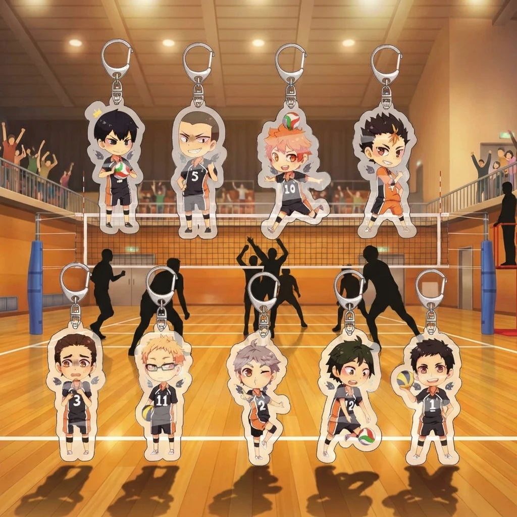 Volleyball Anime Keychain Haikyuu Shoyo Hinata Tobio Kageyama Kei Tsukishima Kenma Kozume Yu Nishinoya Acrylic Keychain Anime