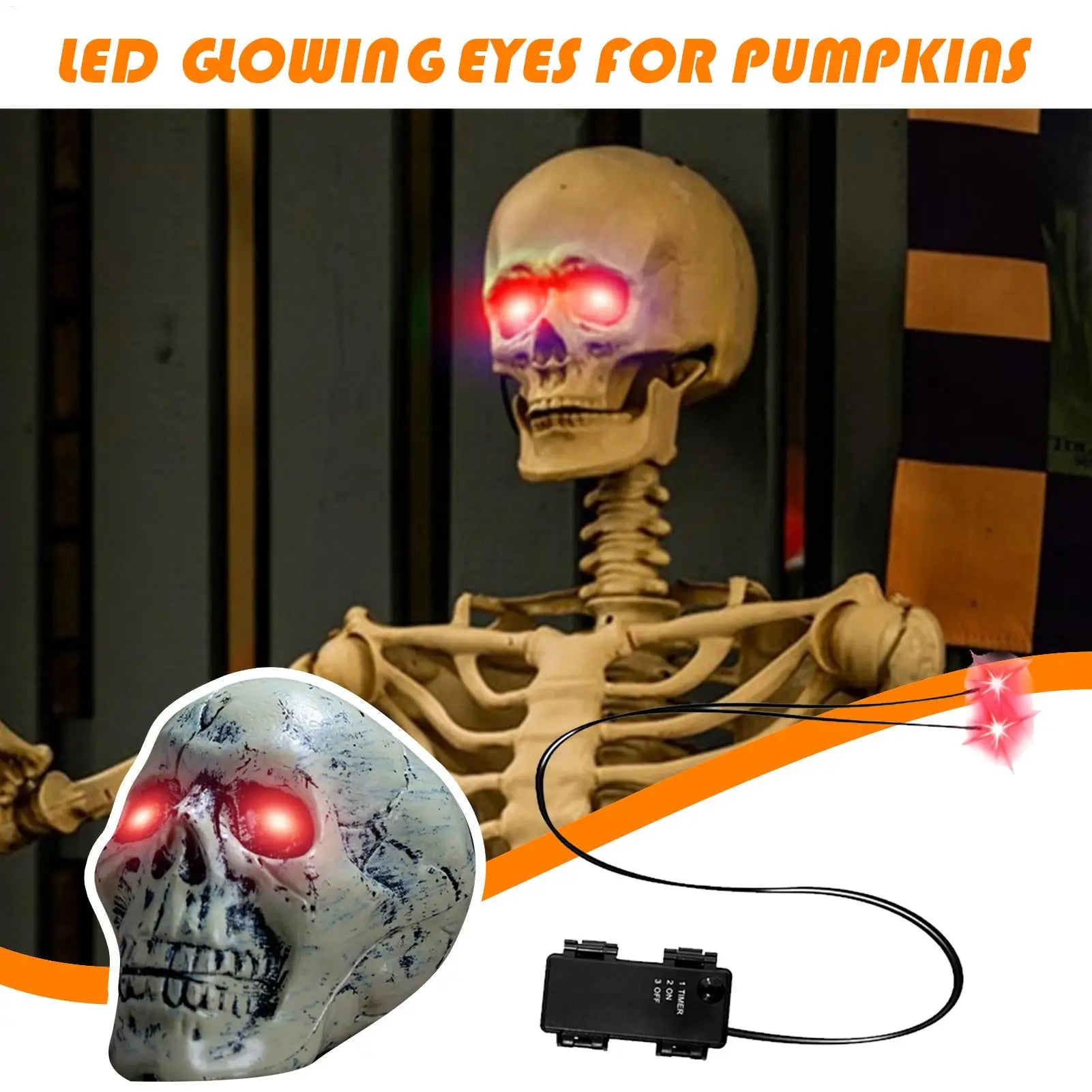 Glowing Eyes Halloween Decor with Timer LED Light Up Props for Skulls Pumpkins Tombstones Masks Halloween Party Decorations
