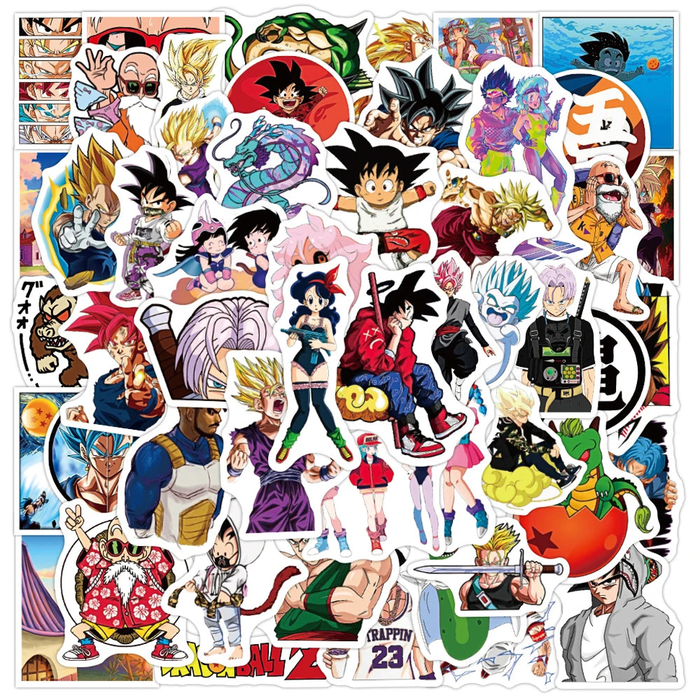 50/100pcs Cool Anime Dragon Ball Stickers for Kids Toys Son Goku Cartoon Decals DIY Skateboard Laptop Motorcycle Sticker Packs