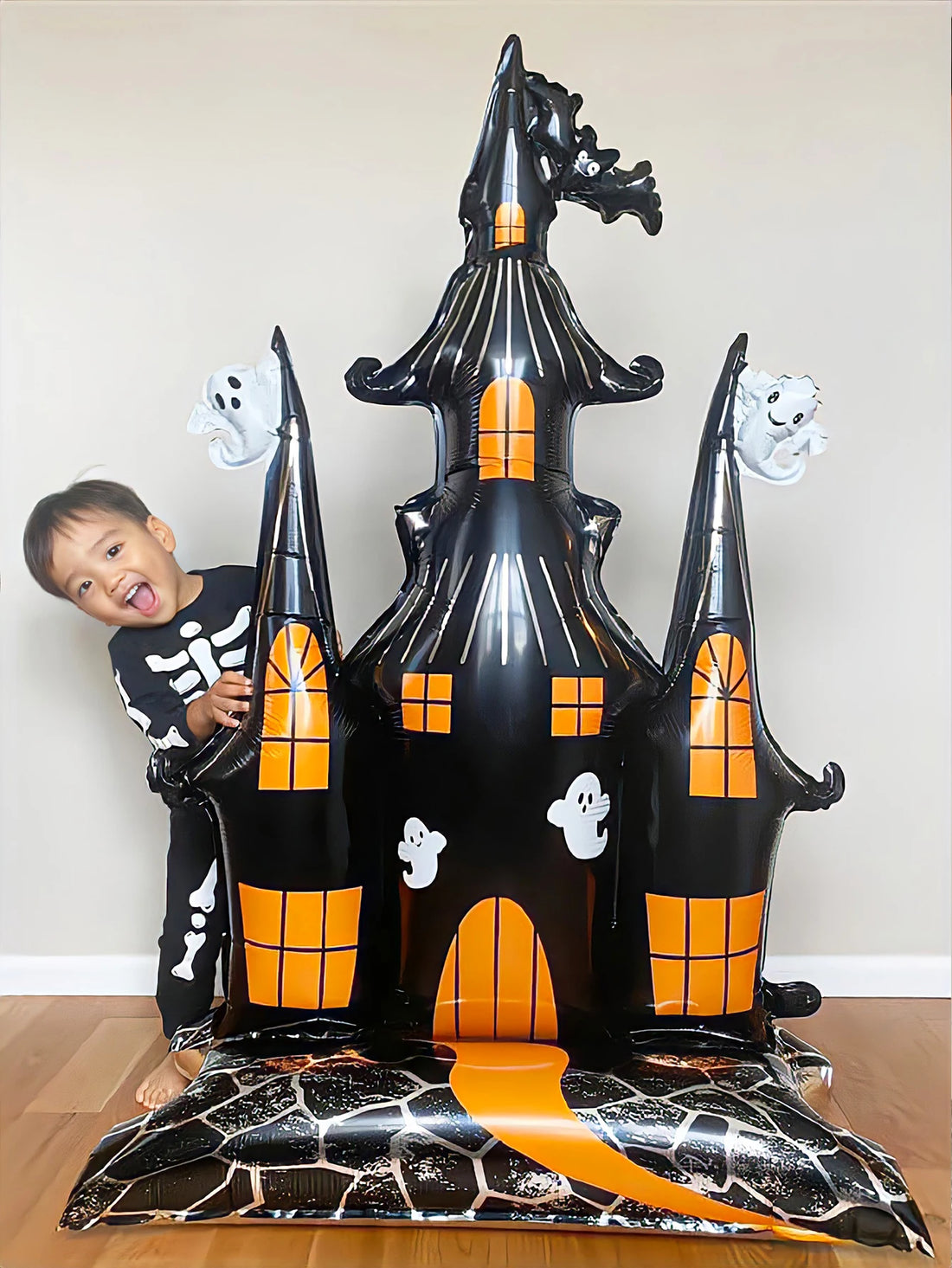 1pc Halloween 58-inch Super-Large Haunted House Castle Standing Aluminum Foil balloon, Horror Halloween, Haunted House Party