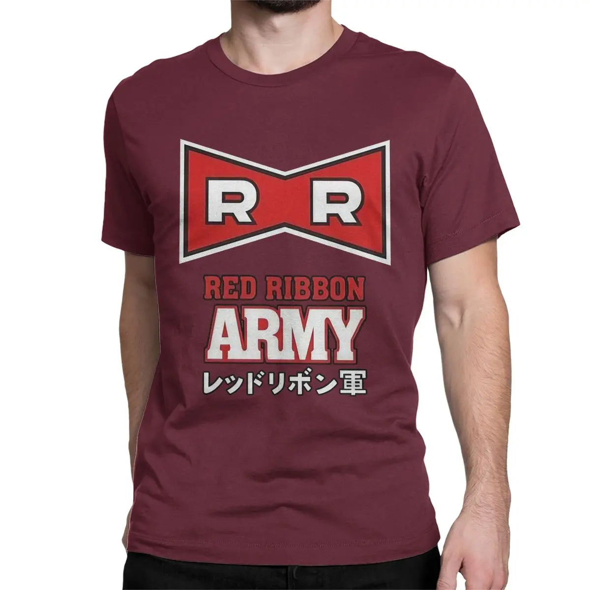 Logo Anime T Shirt for Men Women Cotton Novelty T-Shirts Round Neck Red Ribbon Army Tees Short Sleeve Clothing Summer