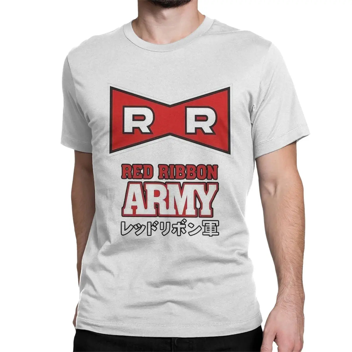 Logo Anime T Shirt for Men Women Cotton Novelty T-Shirts Round Neck Red Ribbon Army Tees Short Sleeve Clothing Summer