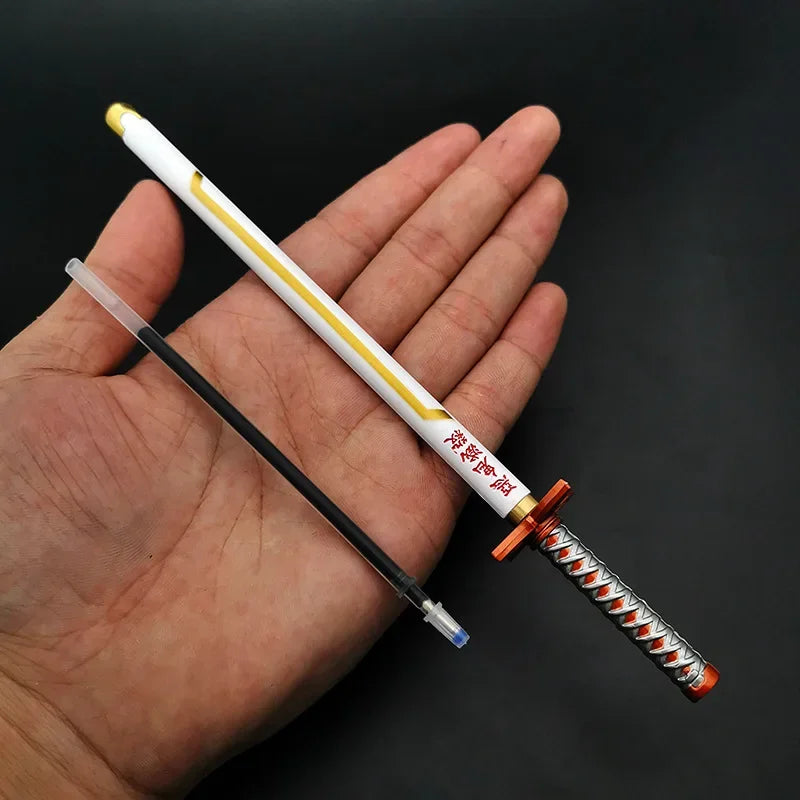 New 17 Styles Japan Anime Demon Slayer Model Gel Pen 0.5mm Black Refill Cosplay Prop Kid Student Gift SlayerWeapon Sword