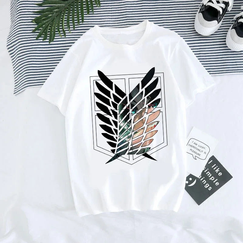 Japanese Anime T-shirt Men Attack on Titan T Shirt Unisex Kawaii Cartoon Titans Attack Graphic Tees Male Harajuku Summer Tops