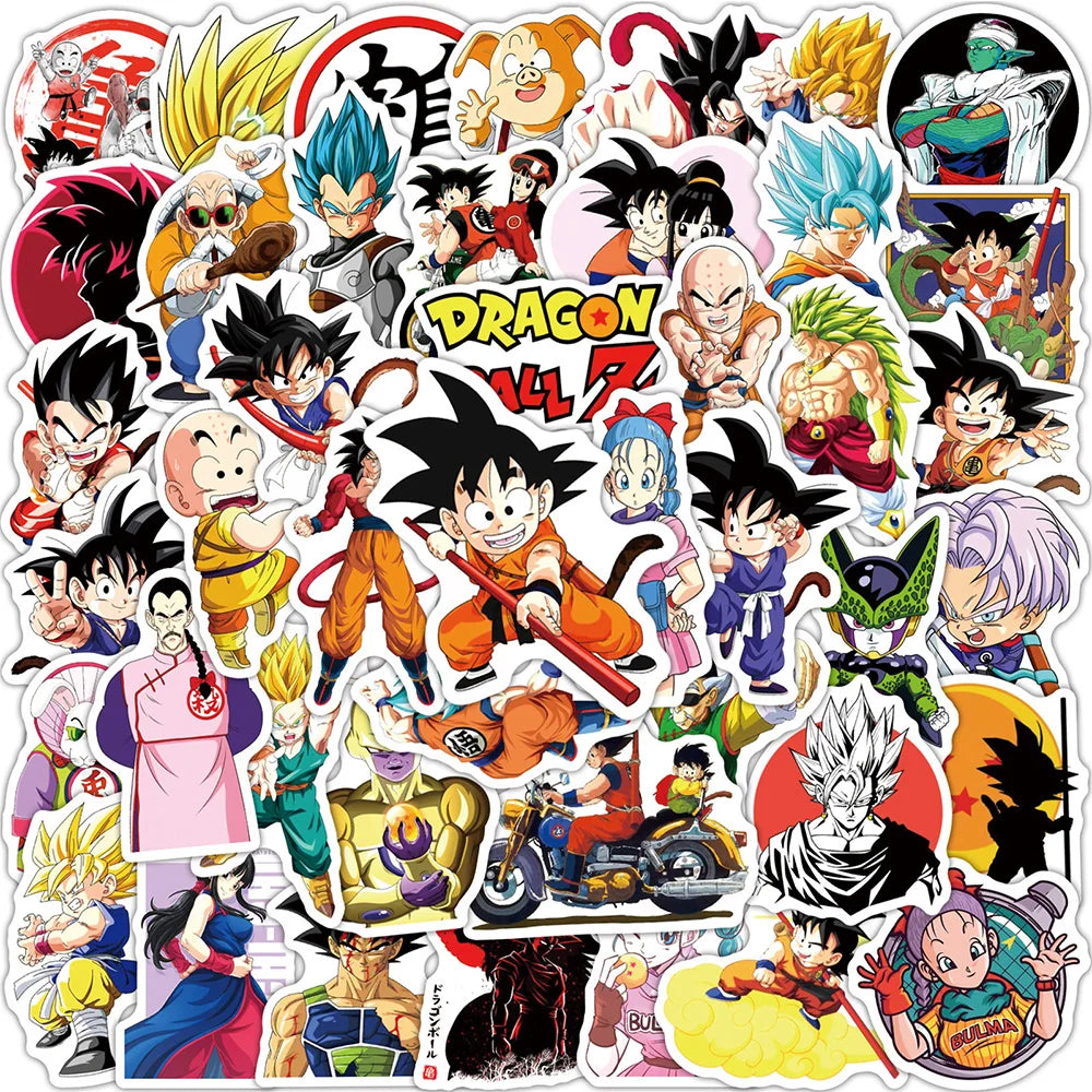 50/100pcs Cool Anime Dragon Ball Stickers for Kids Toys Son Goku Cartoon Decals DIY Skateboard Laptop Motorcycle Sticker Packs