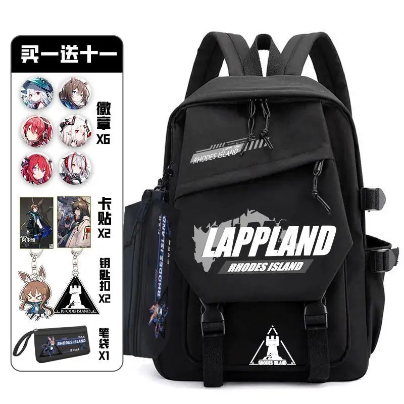 Arknights Backpack with Pain Pack Badge Set Anime Bag Teenagers Schoolbag Students Book Travel Bag Girl Boy Cosplay