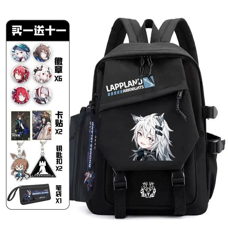 Arknights Backpack with Pain Pack Badge Set Anime Bag Teenagers Schoolbag Students Book Travel Bag Girl Boy Cosplay