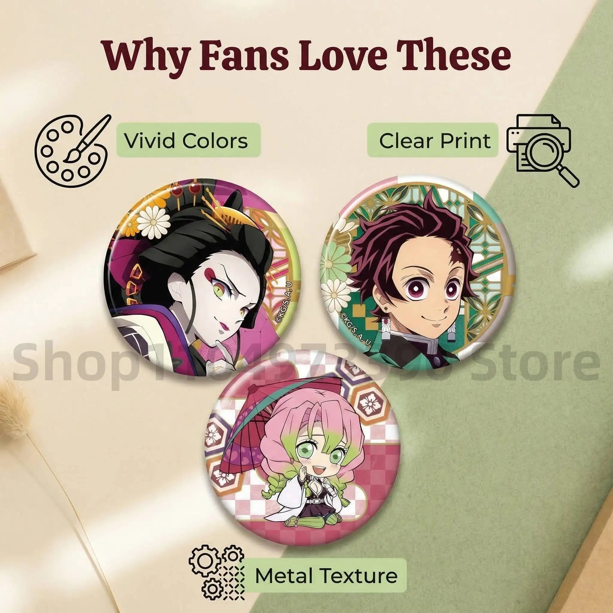 Anime Game Identity V Badge Michiko Hastur Fiona Gilman Joseph Desaulniers Round Button Pins for Schoolbag Cosplay Brooch Gift