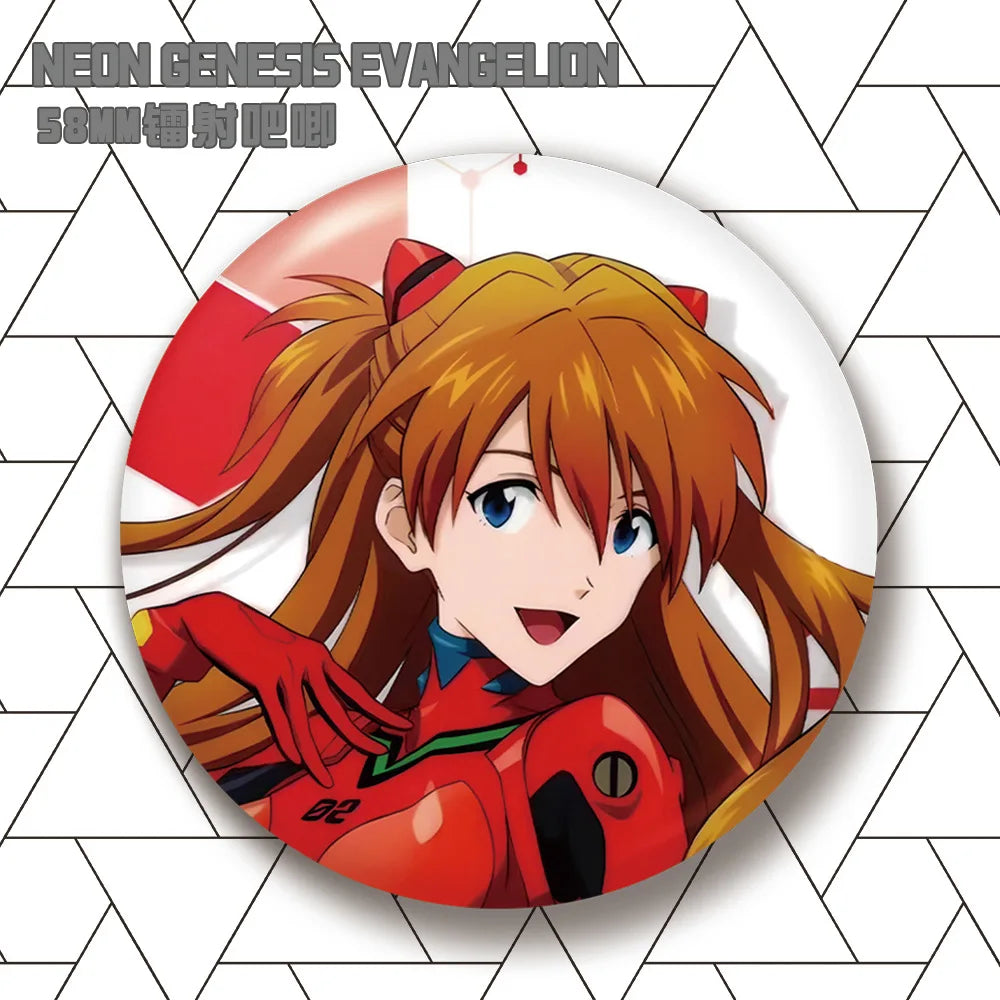 Evangelion Asuka Langley Soryu Rei Ayanami Kaworu Nagisa Mari Makinami Anime Merch Badge Pin Laser Engraved Illustrious Anima