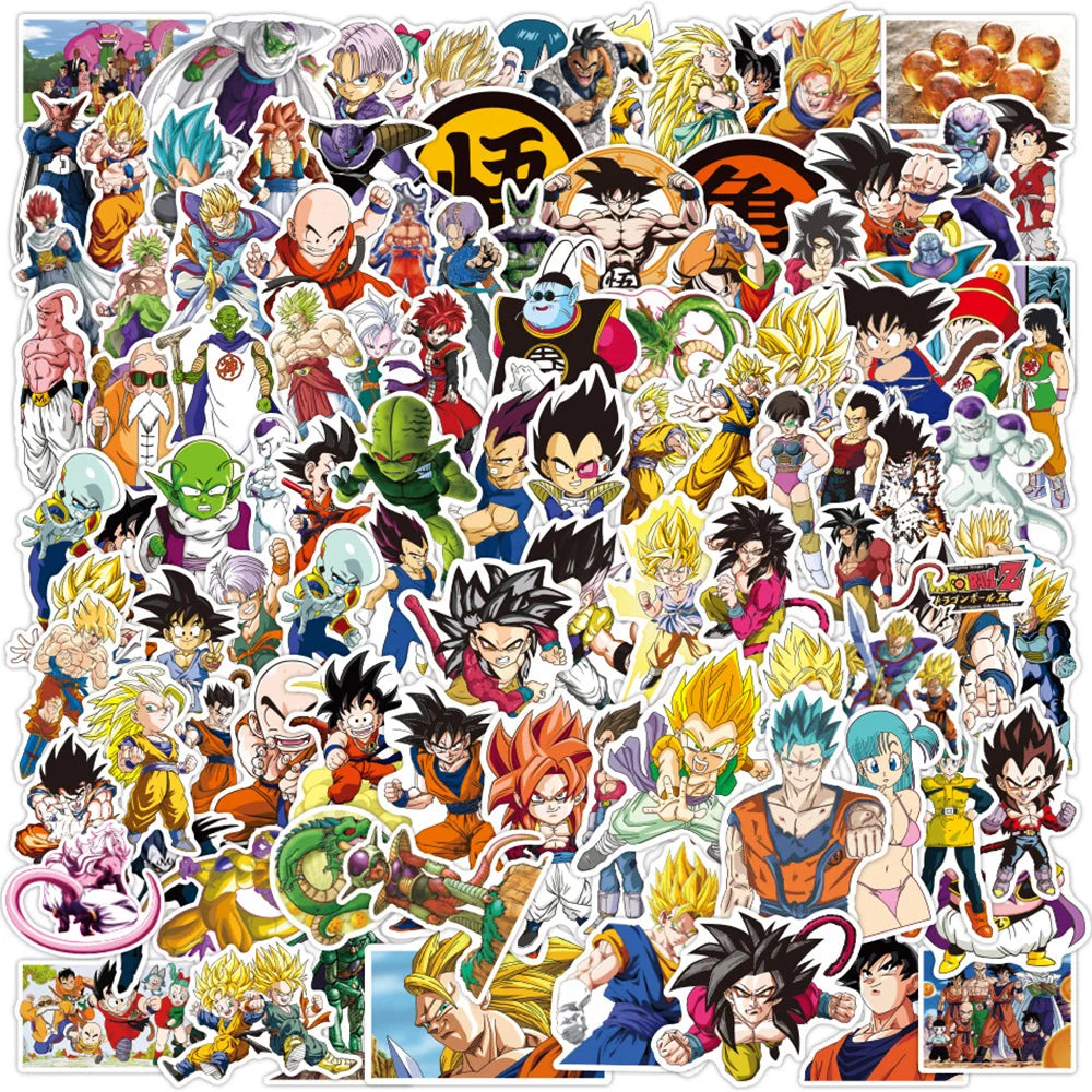 50/100pcs Cool Anime Dragon Ball Stickers for Kids Toys Son Goku Cartoon Decals DIY Skateboard Laptop Motorcycle Sticker Packs
