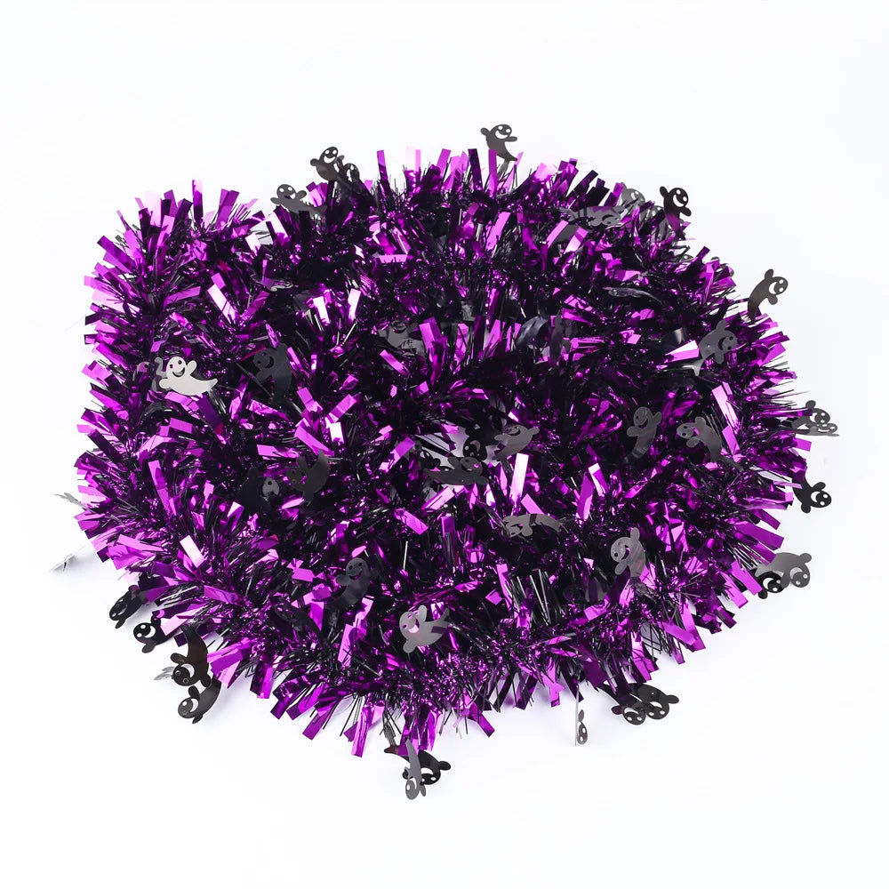 2m Halloween Wreath Pendant Glitter Plastic Bat Pumpkin Halloween Door Hanging For Home Garden Decoration Halloween Decor