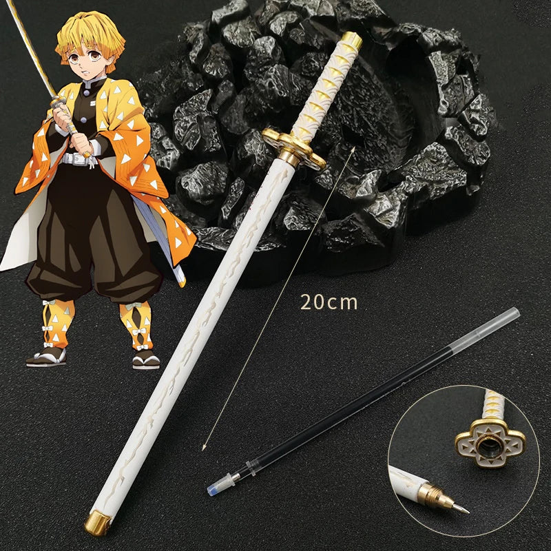 New 17 Styles Japan Anime Demon Slayer Model Gel Pen 0.5mm Black Refill Cosplay Prop Kid Student Gift SlayerWeapon Sword