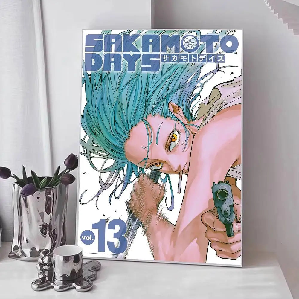 Popular Japanese Anime S-SAKAMOTO D-DAYS Manga Posters Fancy Wall Sticker for Living Room Bar Decoration Wall Decor
