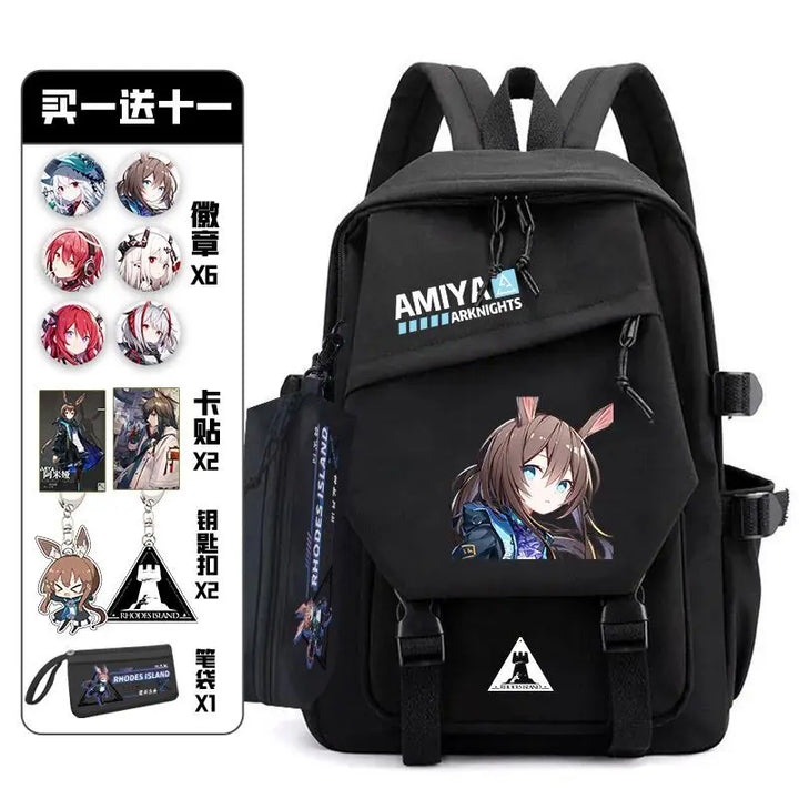 Arknights Backpack with Pain Pack Badge Set Anime Bag Teenagers Schoolbag Students Book Travel Bag Girl Boy Cosplay