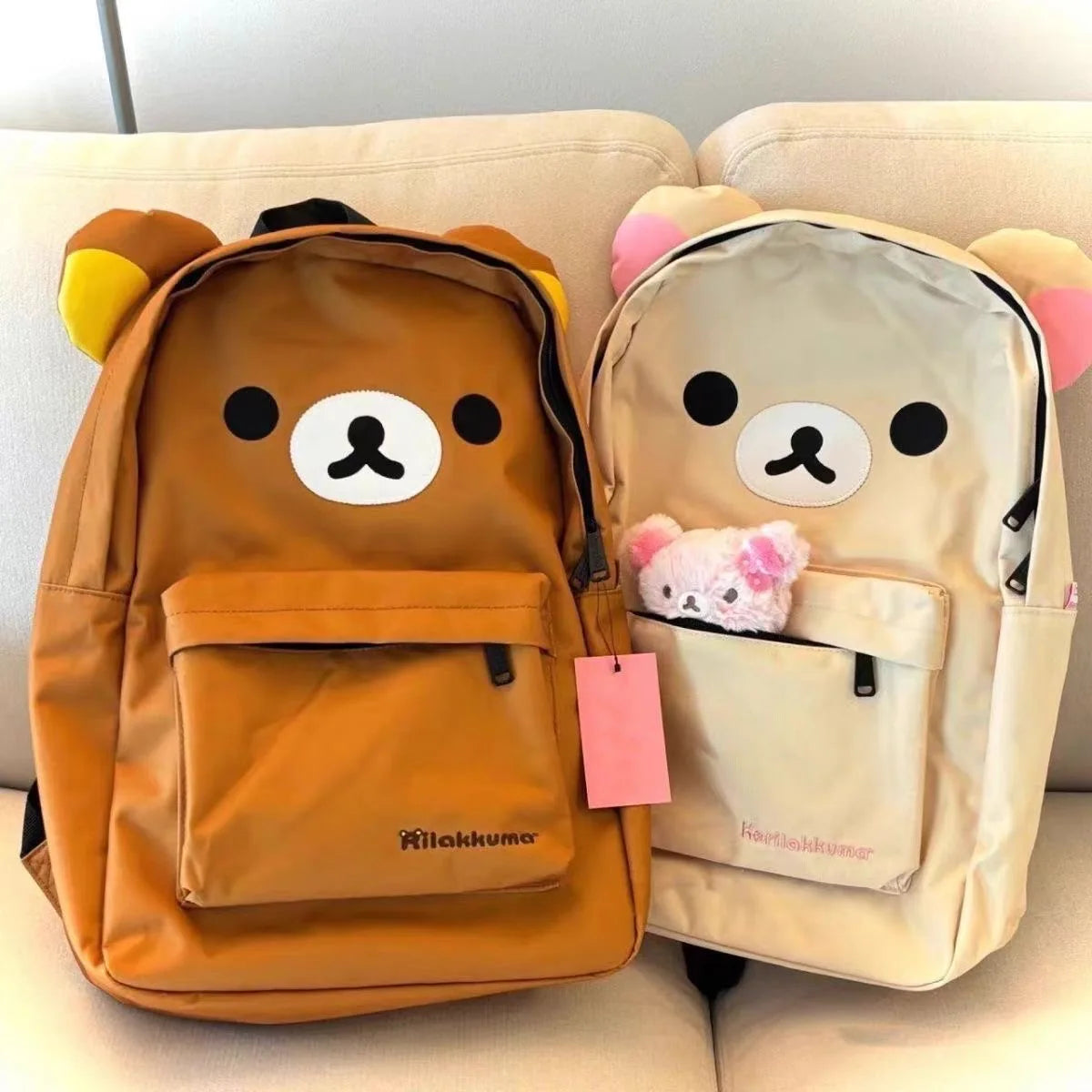 Hot Cute Bear Rilakkumas Backpack Large Capacity Anime Cartoon Backpack Stylish Student School Bag Nylon Shoulder Bags Schoolbag