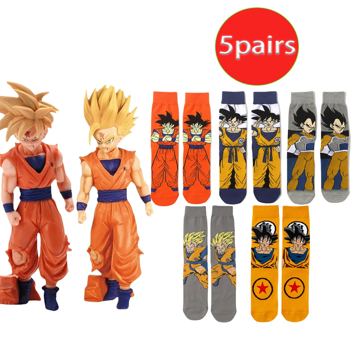 5 pairs of trendy anime socks, fun hip-hop style, high-quality neutral stockings, cosplay, men's and women's holiday gifts