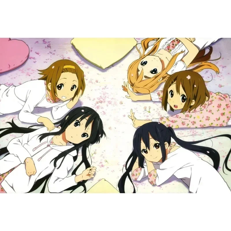 Japan Classic Anime Music K-On! Poster Print Cute Beautiful Girl Band HD 4K Canvas Painting Wall Art Home Living Room Decorative