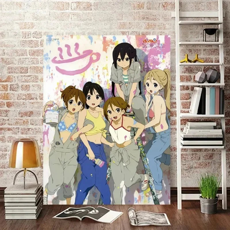 Japan Classic Anime Music K-On! Poster Print Cute Beautiful Girl Band HD 4K Canvas Painting Wall Art Home Living Room Decorative