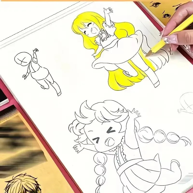 Anime Character Line Art Drawing Book for Beginners - 48 Pages of Simple Hand-Drawn Outlines for Tracing & Practice Painting