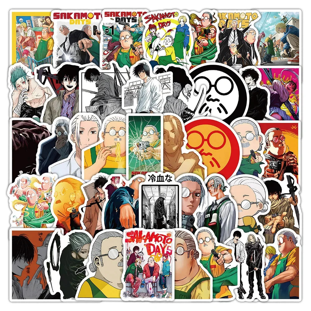 60Pcs Sakamoto Days Graffiti Stickers Scooter Notebook DIY Manga Stickers