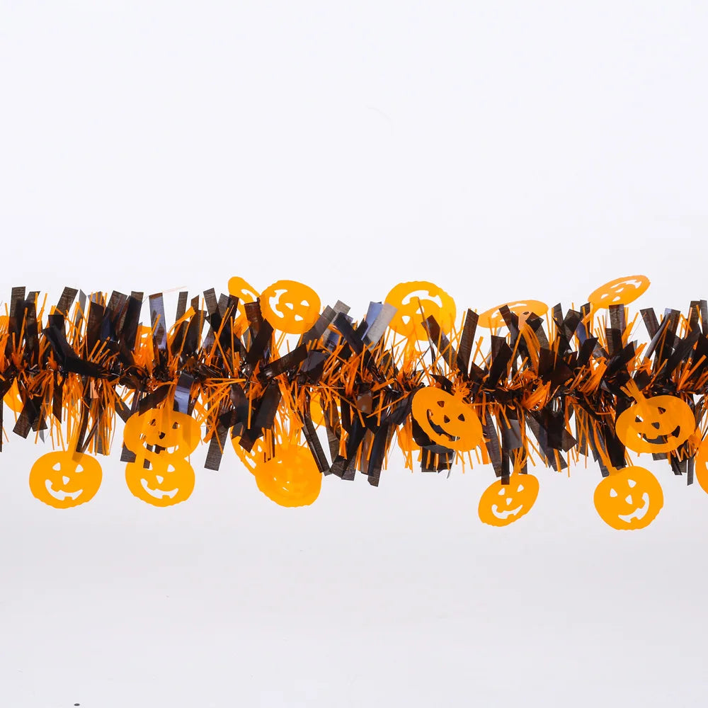 2m Halloween Wreath Pendant Glitter Plastic Bat Pumpkin Halloween Door Hanging For Home Garden Decoration Halloween Decor