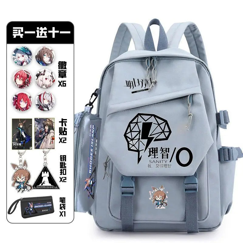 Arknights Backpack with Pain Pack Badge Set Anime Bag Teenagers Schoolbag Students Book Travel Bag Girl Boy Cosplay