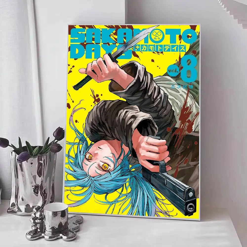 Popular Japanese Anime S-SAKAMOTO D-DAYS Manga Posters Fancy Wall Sticker for Living Room Bar Decoration Wall Decor