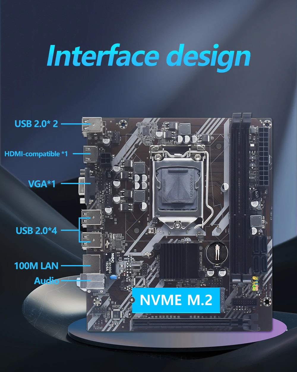 MUCAI H61 Motherboard LGA 1155 Kit Compatible With Intel Core CPUs 2nd And 3rd Generations Supports M.2 NVME SDD