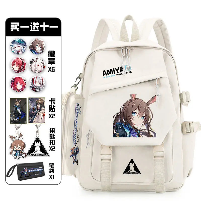 Arknights Backpack with Pain Pack Badge Set Anime Bag Teenagers Schoolbag Students Book Travel Bag Girl Boy Cosplay