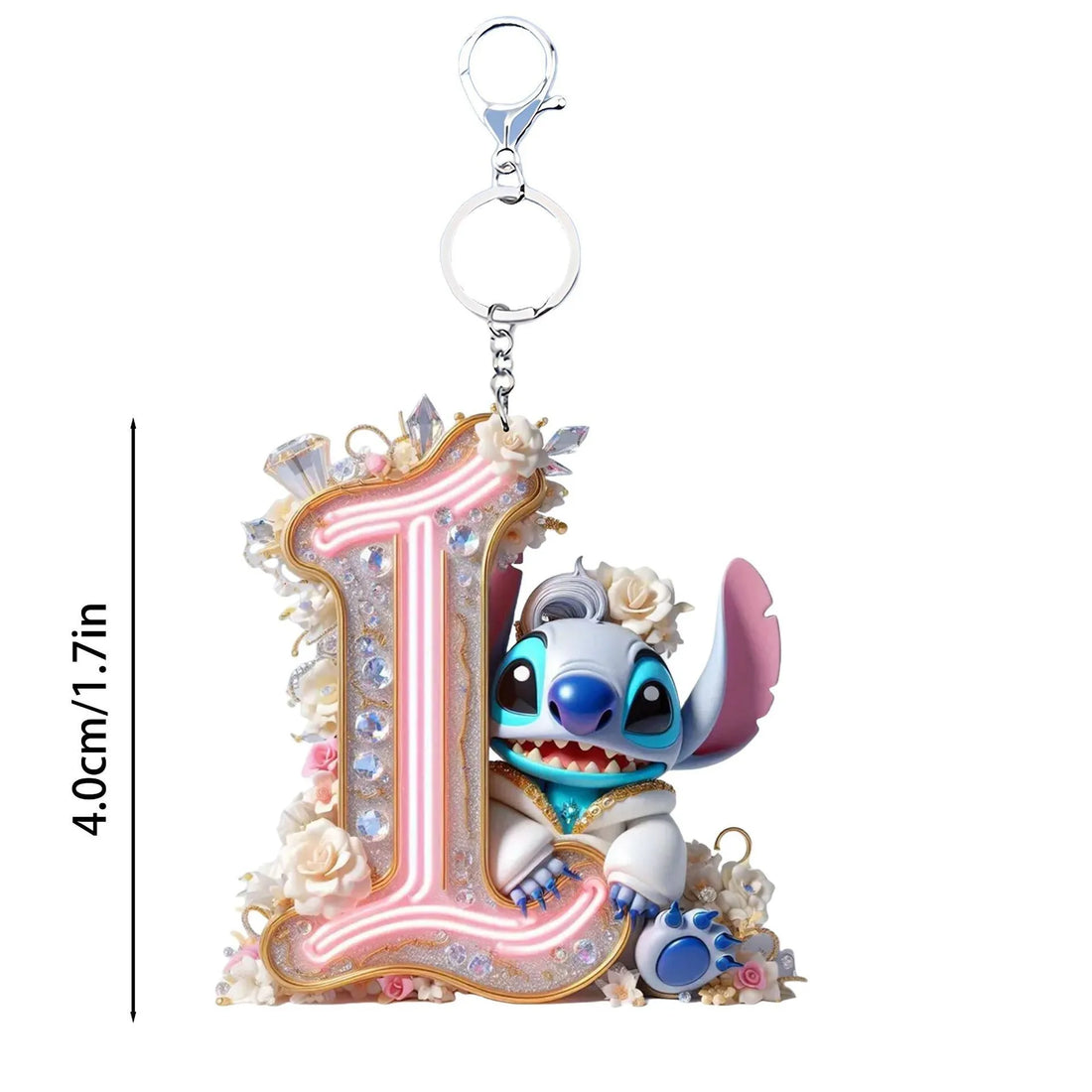 Acrylic flat 2D Stitch 26 English letters Pendant Keychain Rearview Mirror Pendant Birthday Cake Ornament Gift Animation