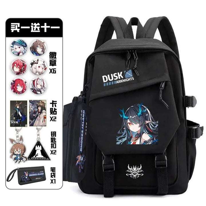Arknights Backpack with Pain Pack Badge Set Anime Bag Teenagers Schoolbag Students Book Travel Bag Girl Boy Cosplay