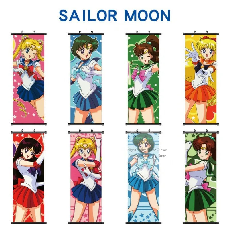 Anime Sailor Moon Canvas Scroll Hanging Painting Anime Peripheral Creative DIY Anime Exhibition Wall Painting Poster Wholesale
