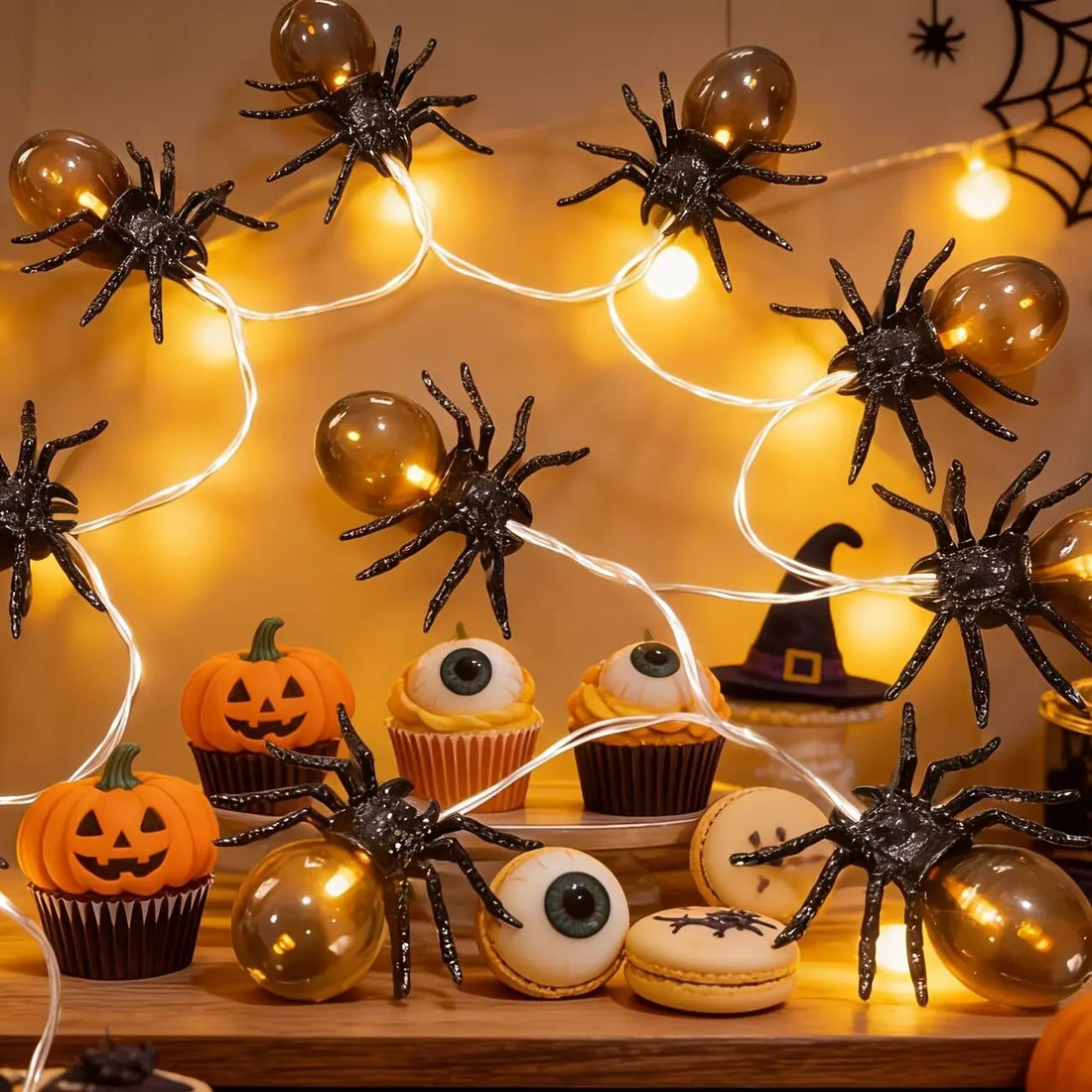10LED Spider String Lights Halloween Decorations Battery Powered Fairy Lights for Party Haunted House Indoor Outdoor