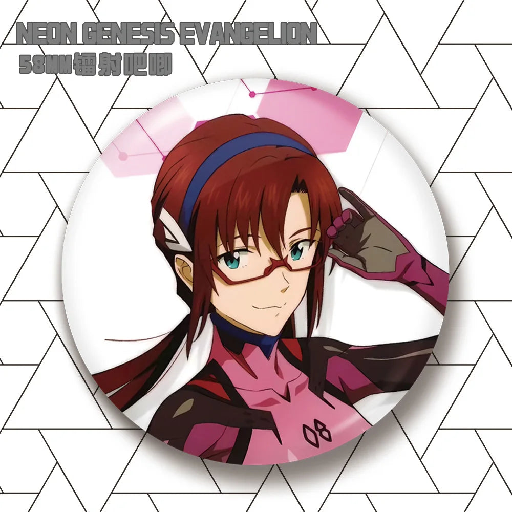 Evangelion Asuka Langley Soryu Rei Ayanami Kaworu Nagisa Mari Makinami Anime Merch Badge Pin Laser Engraved Illustrious Anima