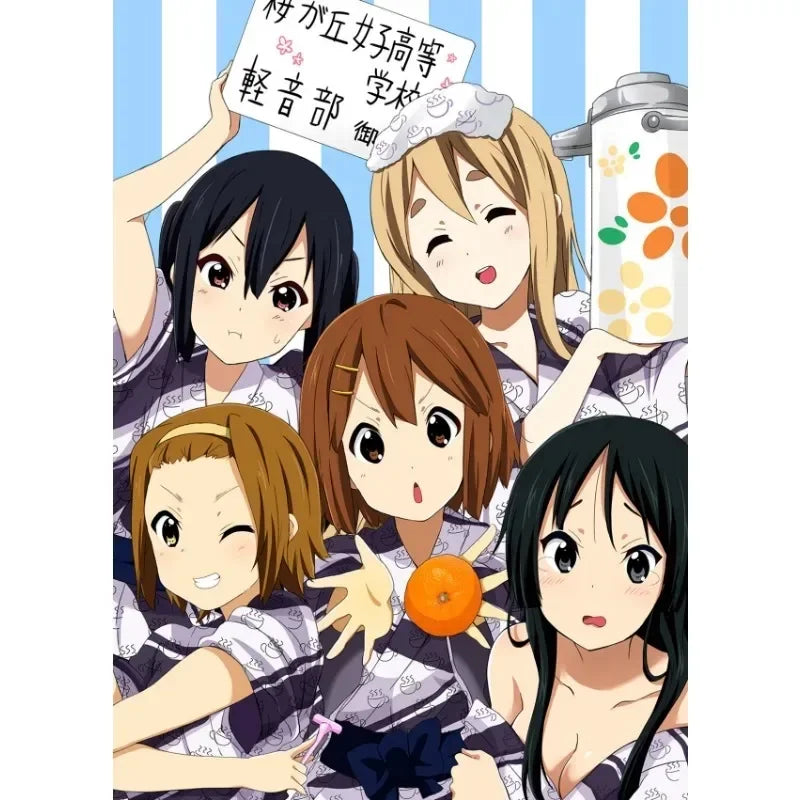 Japan Classic Anime Music K-On! Poster Print Cute Beautiful Girl Band HD 4K Canvas Painting Wall Art Home Living Room Decorative