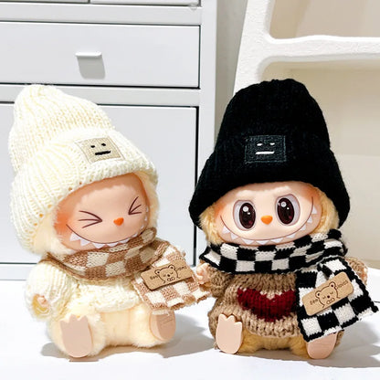 17cm Labubu clothes 1nd/2nd labubu Generation Labubu Sitting Party Clothes Pendant Doll Labubu doll Clothes Sweater scarf